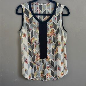 Cabi Floral Geometric Sleeveless Top